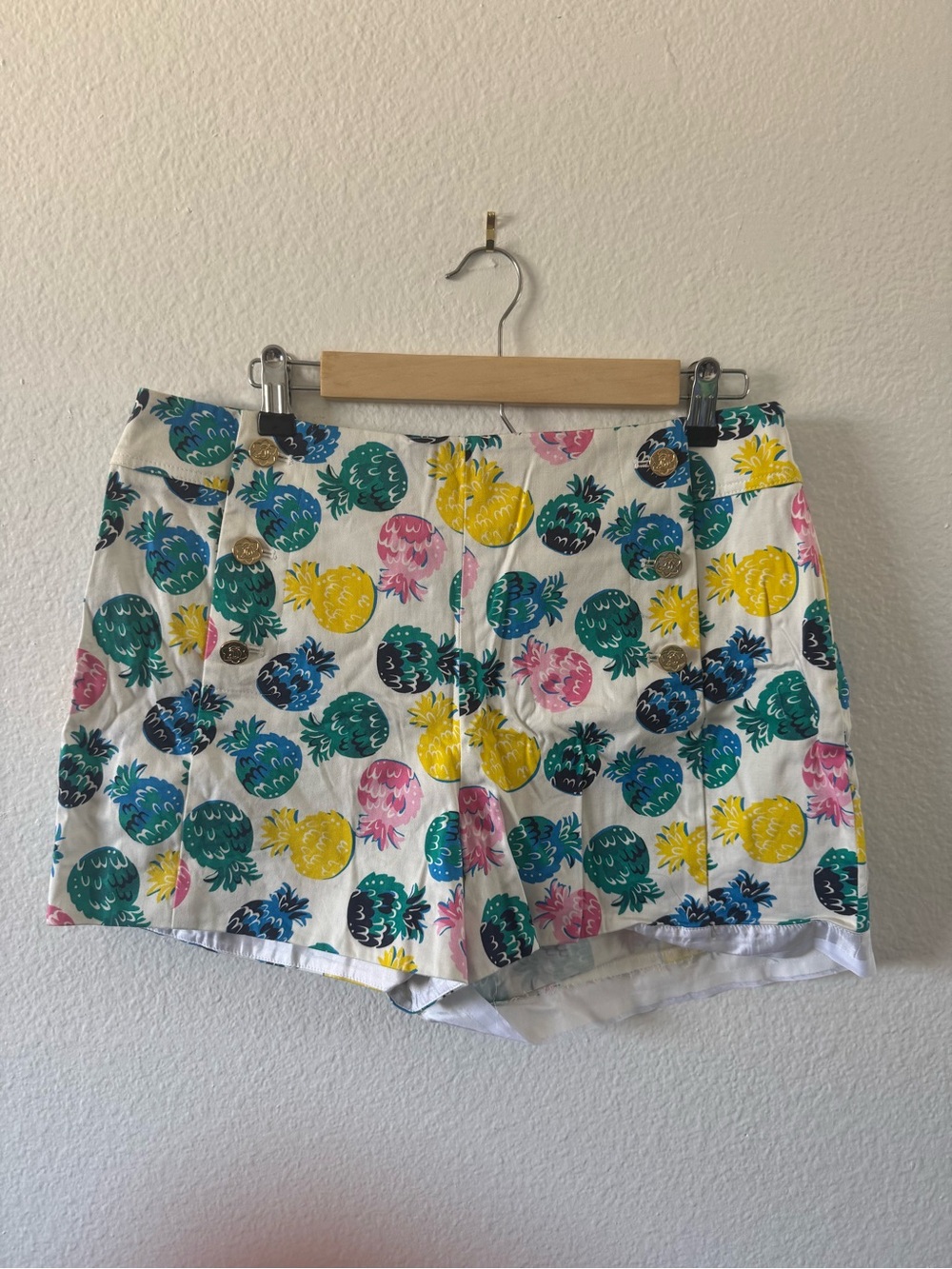 Draper James White Pineapple-Print Cotton Shorts
